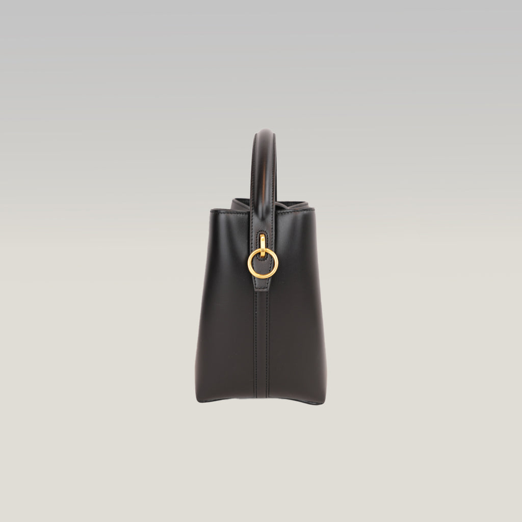Saint Laurent Le 5 à 7 Supple Large Nera in Pelle con Hardware Dorato