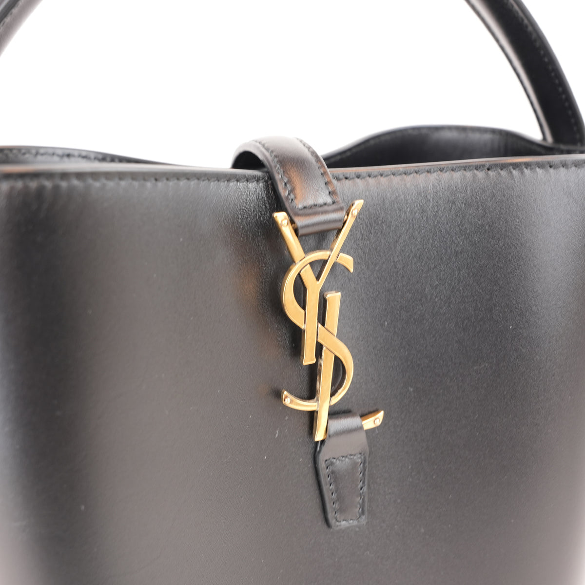 Saint Laurent Le 5 à 7 Supple Large Nera in Pelle con Hardware Dorato