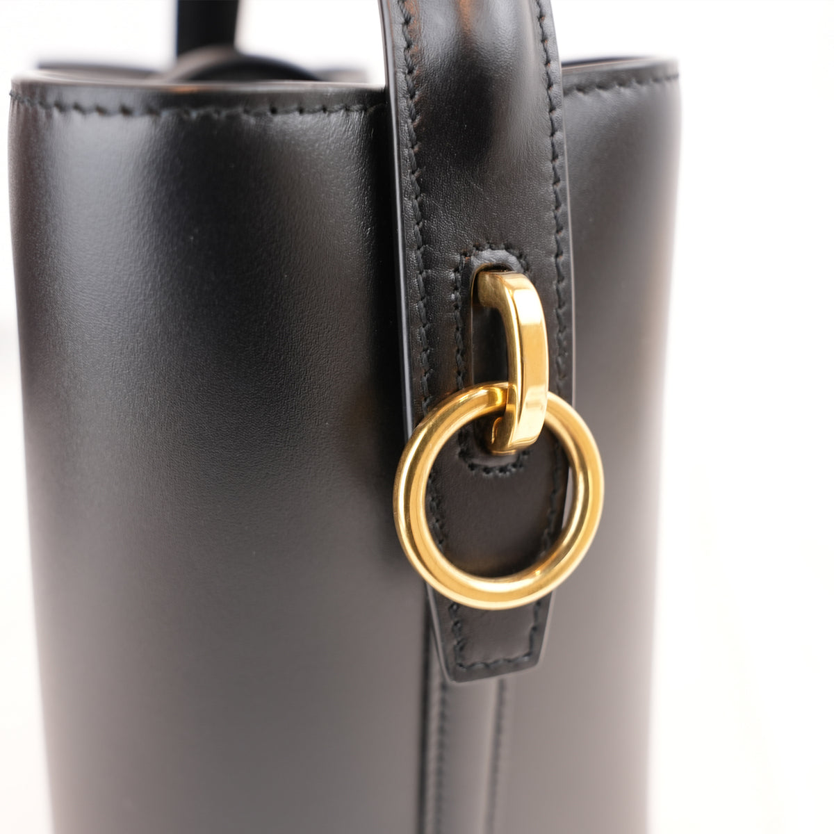 Saint Laurent Le 5 à 7 Supple Large Nera in Pelle con Hardware Dorato