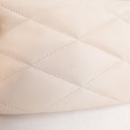 Saint Laurent Le 5 à 7 Borsa a Spalla Matelassé in Pelle Beige Chiaro con Logo YSL Dorato