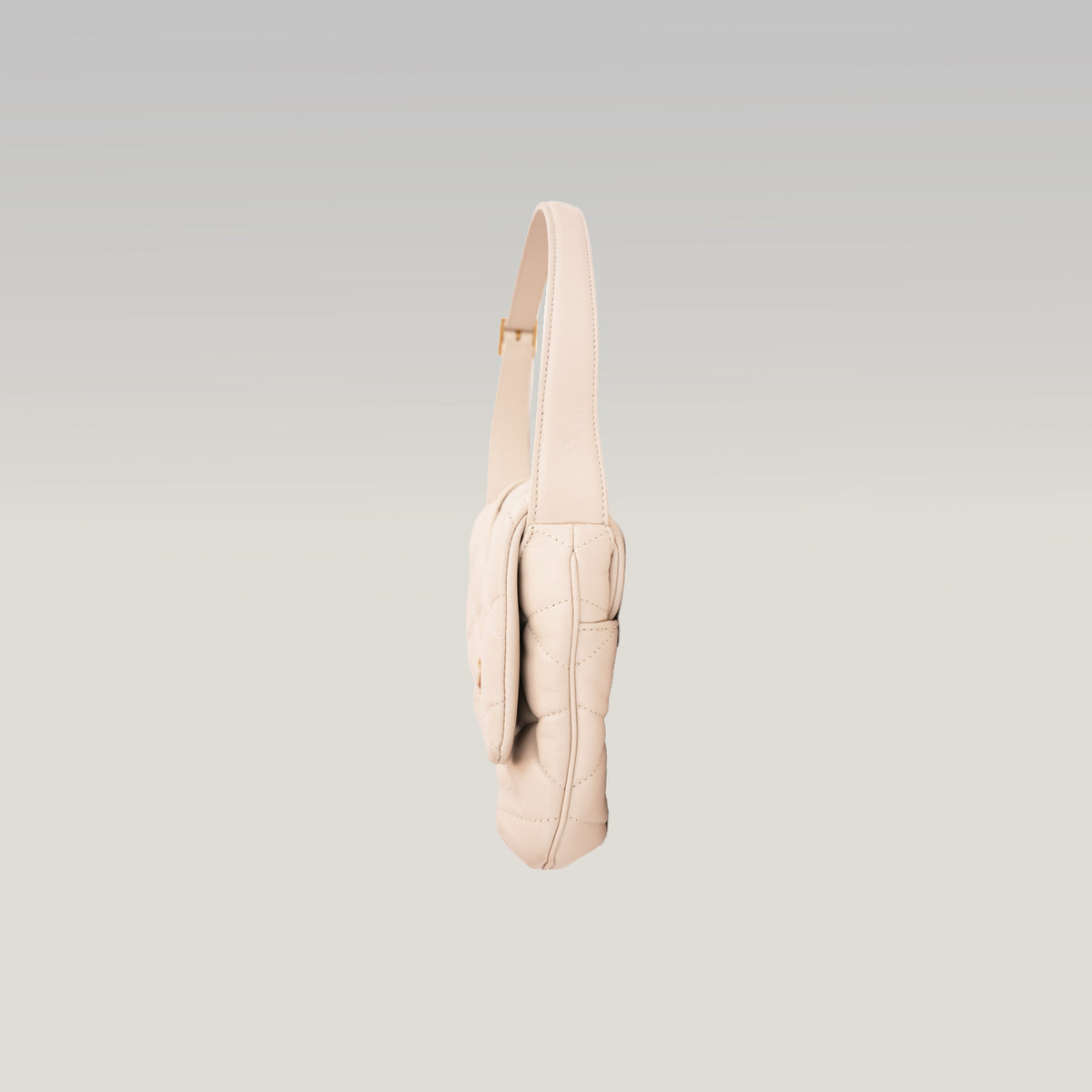 Saint Laurent Le 5 à 7 Borsa a Spalla Matelassé in Pelle Beige Chiaro con Logo YSL Dorato