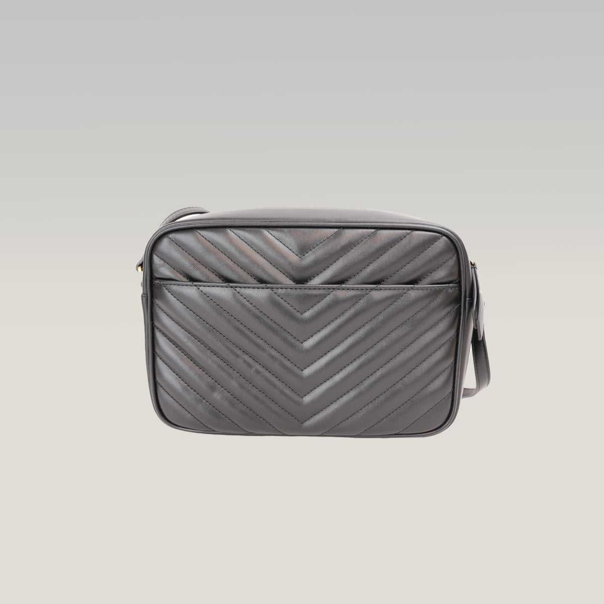 Saint Laurent Lou Camera Bag Borsa a Tracolla in Pelle Nera Matelassé Chevron con Logo YSL Dorato