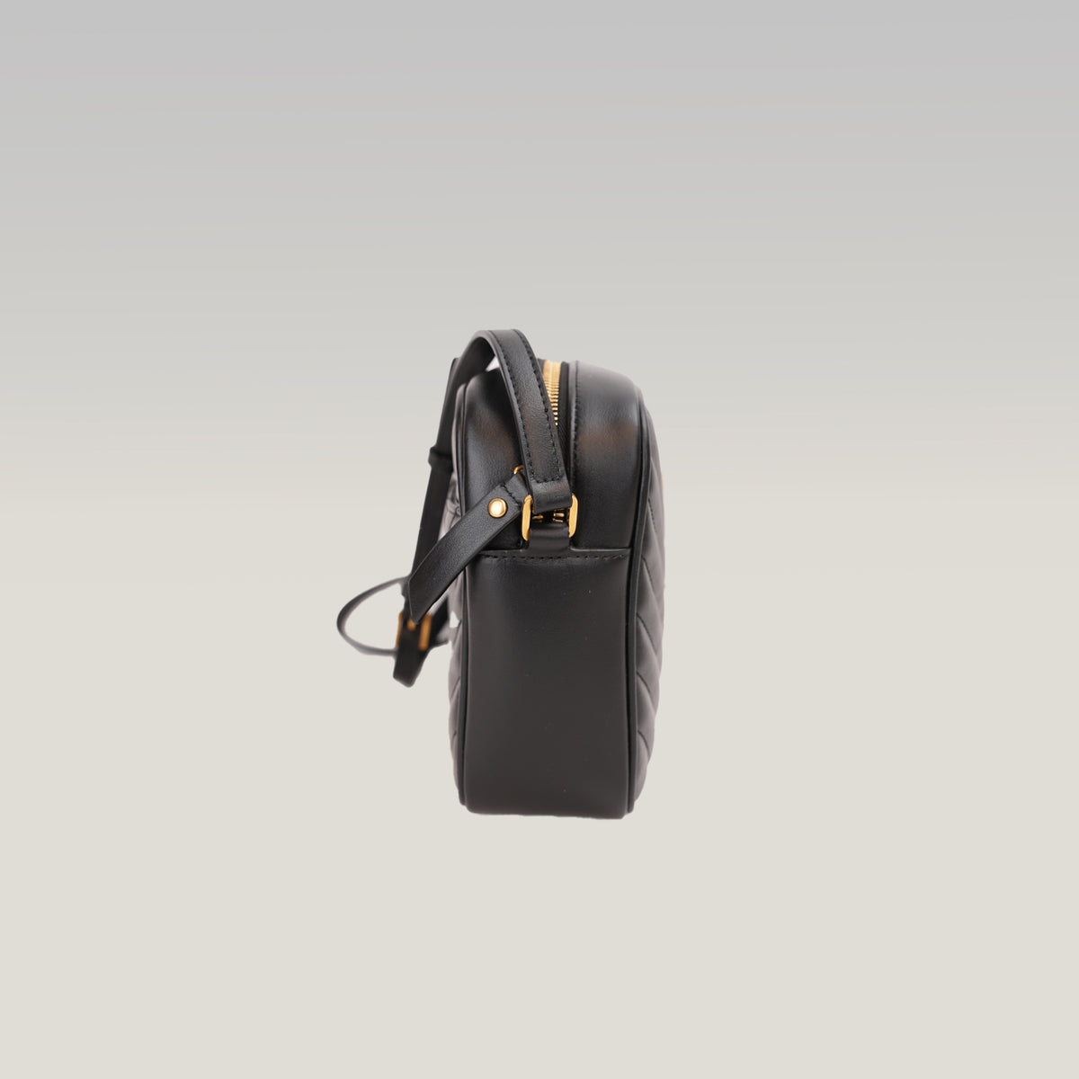 Saint Laurent Lou Camera Bag Borsa a Tracolla in Pelle Nera Matelassé Chevron con Logo YSL Dorato