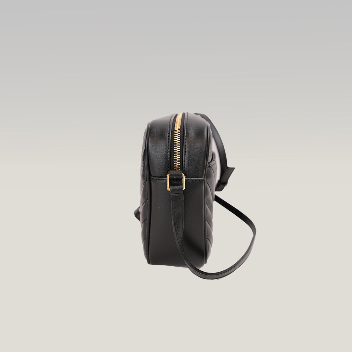 Saint Laurent Lou Camera Bag Borsa a Tracolla in Pelle Nera Matelassé Chevron con Logo YSL Dorato