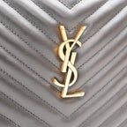 Saint Laurent Lou Camera Bag Borsa a Tracolla in Pelle Nera Matelassé Chevron con Logo YSL Dorato