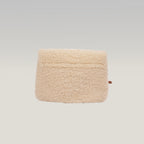 Saint Laurent Loulou Toy Borsa a Tracolla Piccola in Shearling Beige con Finiture in Pelle Marrone e Logo YSL Dorato