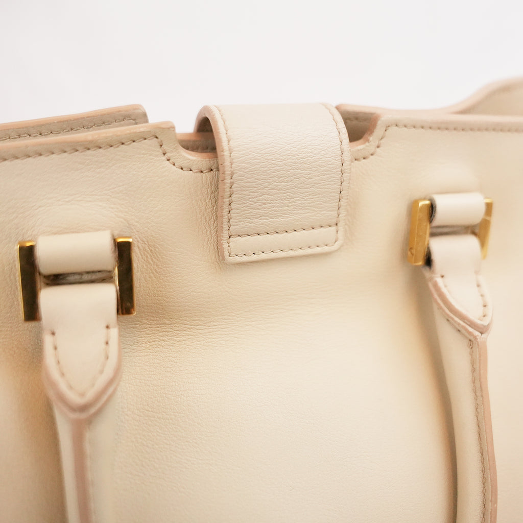 Saint Laurent Y Cabas Small Nude Leather Gold-Tone Hardware Tote Bag