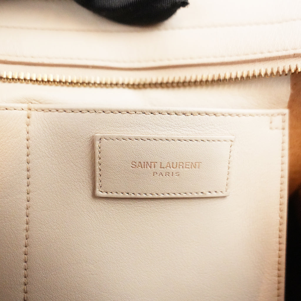 Saint Laurent Y Cabas Small Nude Leather Gold-Tone Hardware Tote Bag
