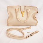 Saint Laurent Y Cabas Small Nude Leather Gold-Tone Hardware Tote Bag