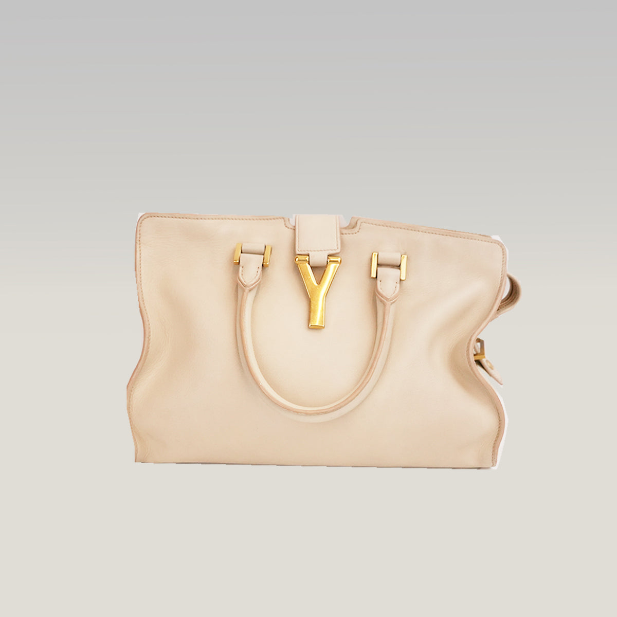 Saint Laurent Y Cabas Small Nude Leather Gold-Tone Hardware Tote Bag