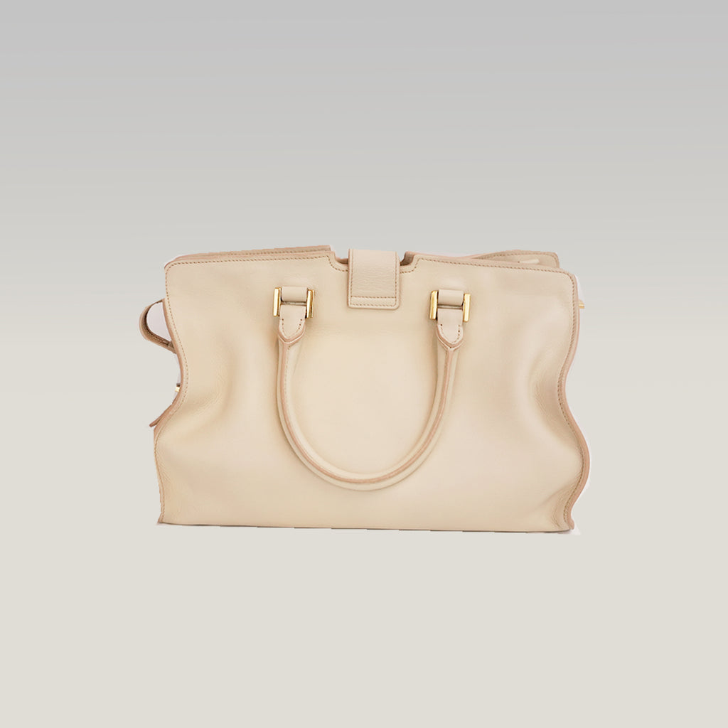 Saint Laurent Y Cabas Small Nude Leather Gold-Tone Hardware Tote Bag