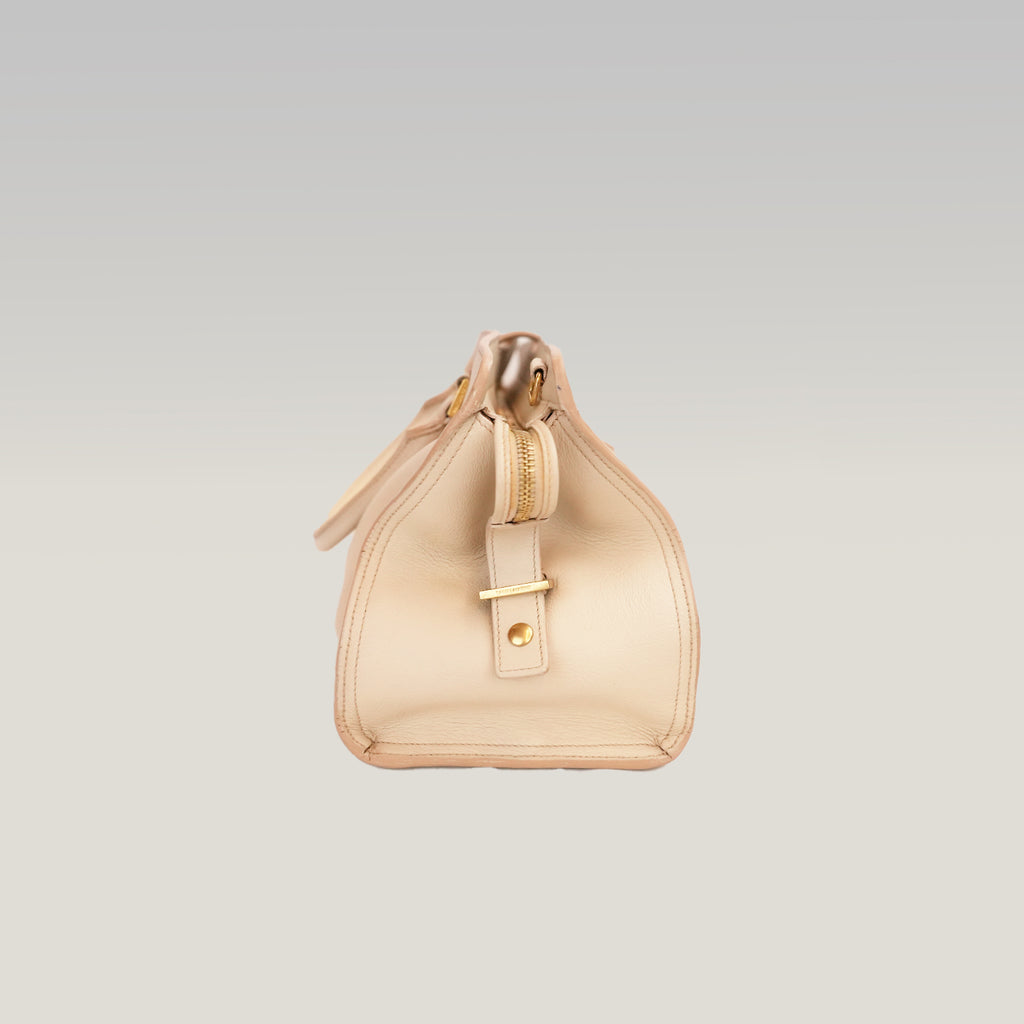 Saint Laurent Y Cabas Small Nude Leather Gold-Tone Hardware Tote Bag