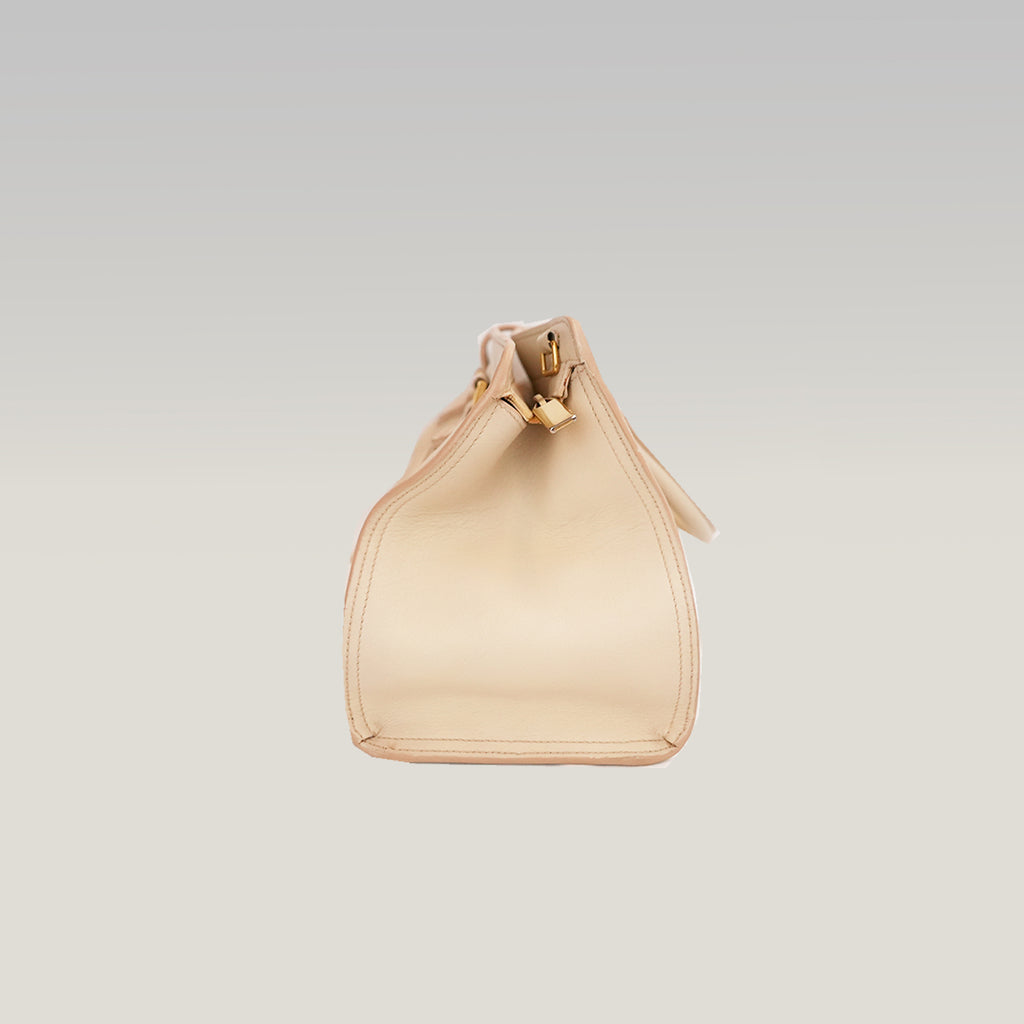 Saint Laurent Y Cabas Small Nude Leather Gold-Tone Hardware Tote Bag