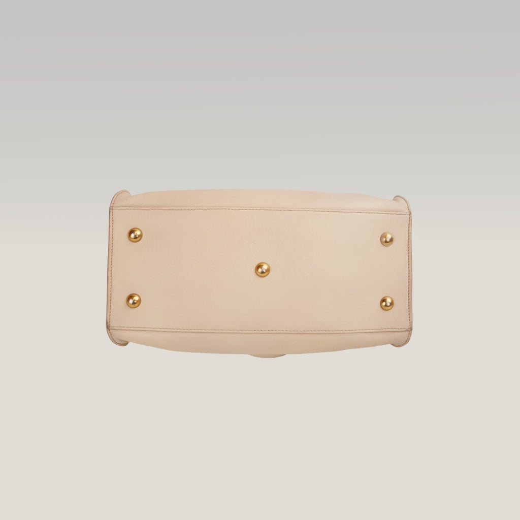Saint Laurent Y Cabas Small Nude Leather Gold-Tone Hardware Tote Bag