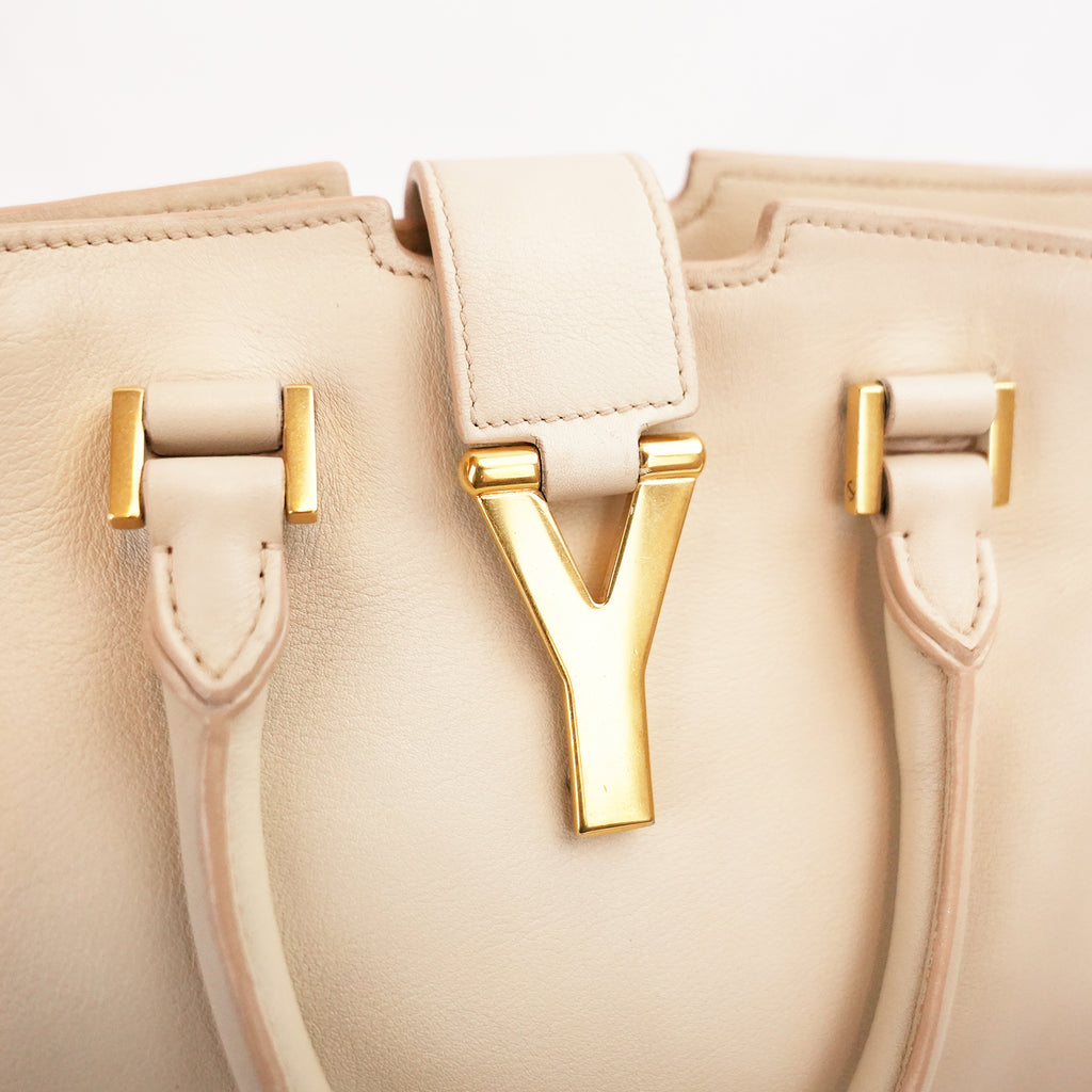 Saint Laurent Y Cabas Small Nude Leather Gold-Tone Hardware Tote Bag