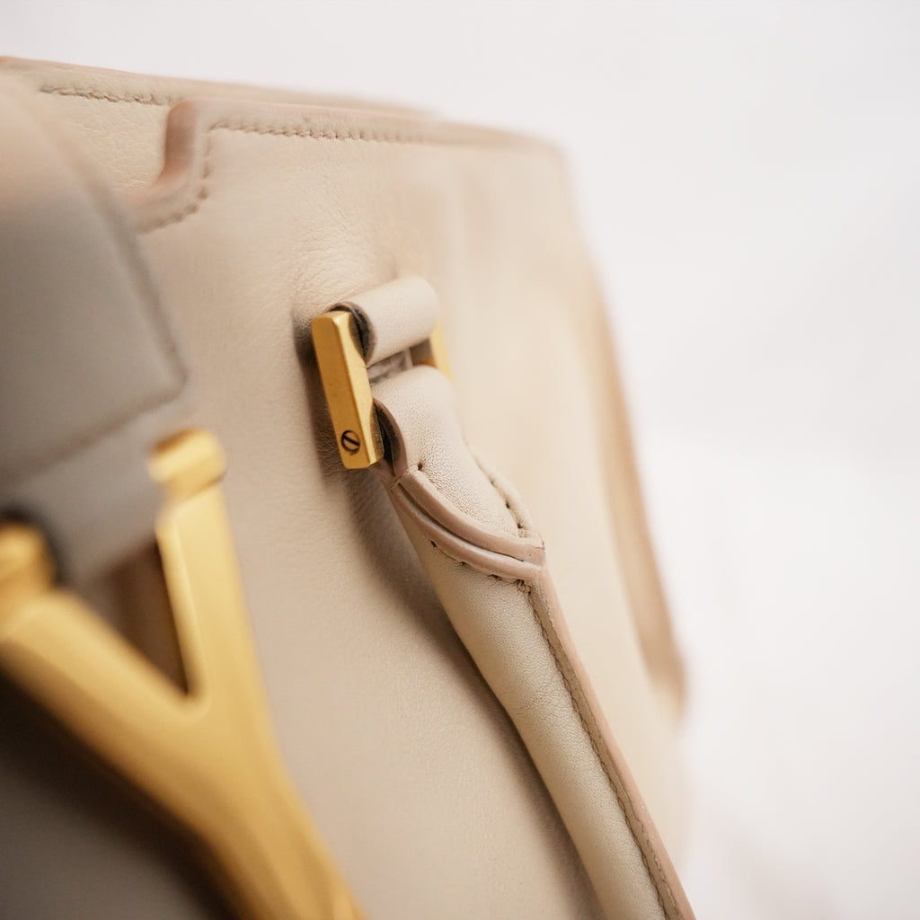 Saint Laurent Y Cabas Small Nude Leather Gold-Tone Hardware Tote Bag