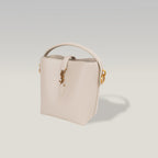 Saint Laurent Le 37 Mini Borsa Secchiello in Pelle di Vitello Bianco Avorio con Logo YSL Dorato