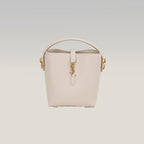 Saint Laurent Le 37 Mini Borsa Secchiello in Pelle di Vitello Bianco Avorio con Logo YSL Dorato