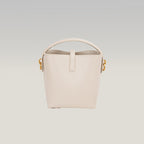 Saint Laurent Le 37 Mini Borsa Secchiello in Pelle di Vitello Bianco Avorio con Logo YSL Dorato
