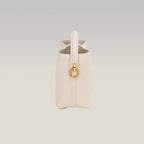 Saint Laurent Le 37 Mini Borsa Secchiello in Pelle di Vitello Bianco Avorio con Logo YSL Dorato