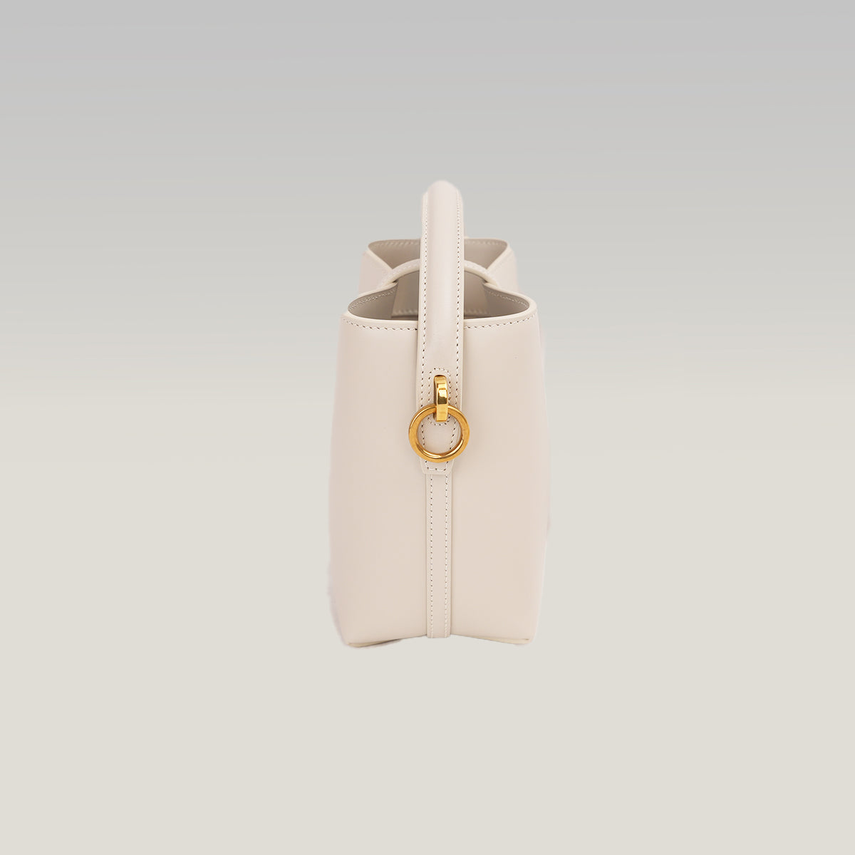 Saint Laurent Le 37 Mini Borsa Secchiello in Pelle di Vitello Bianco Avorio con Logo YSL Dorato
