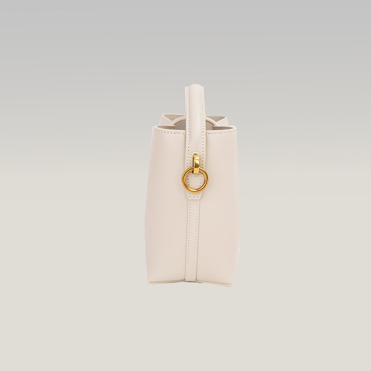 Saint Laurent Le 37 Mini Borsa Secchiello in Pelle di Vitello Bianco Avorio con Logo YSL Dorato