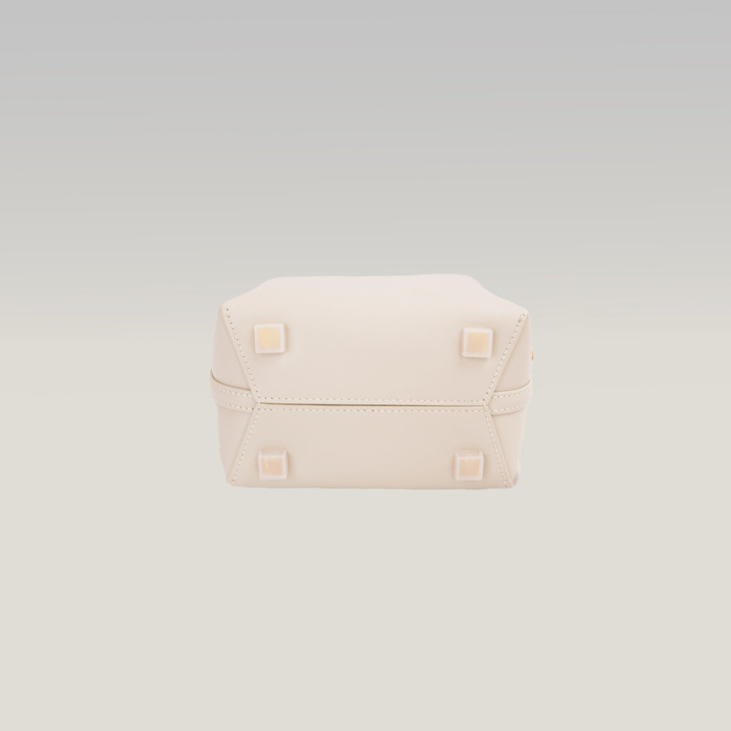 Saint Laurent Le 37 Mini Borsa Secchiello in Pelle di Vitello Bianco Avorio con Logo YSL Dorato
