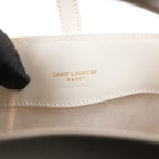 Saint Laurent Le 37 Mini Borsa Secchiello in Pelle di Vitello Bianco Avorio con Logo YSL Dorato