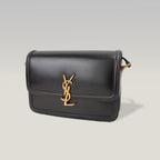 Saint Laurent Solferino Medium Shoulder Bag Black Leather with Cassandre Logo