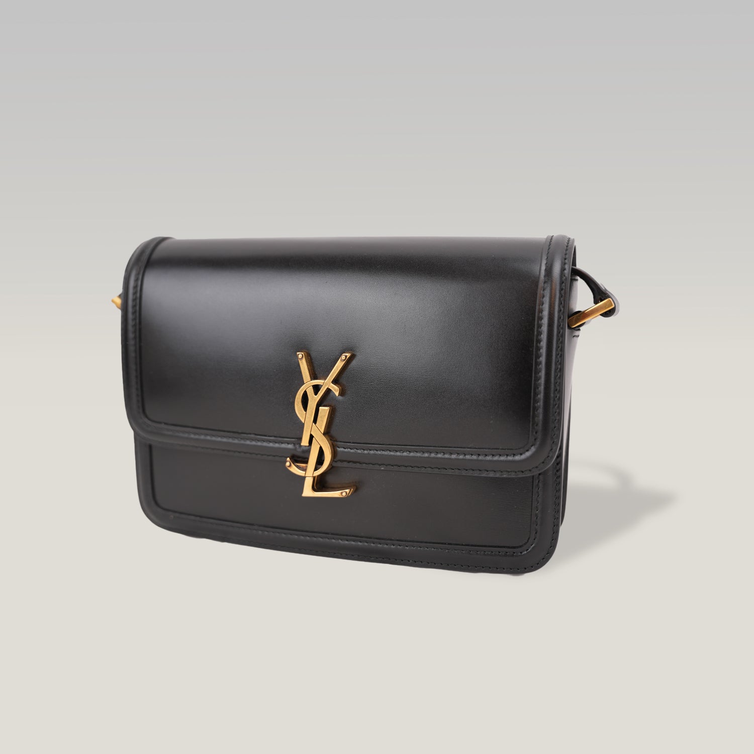 Saint Laurent Solferino Medium Shoulder Bag Black Leather with Cassandre Logo