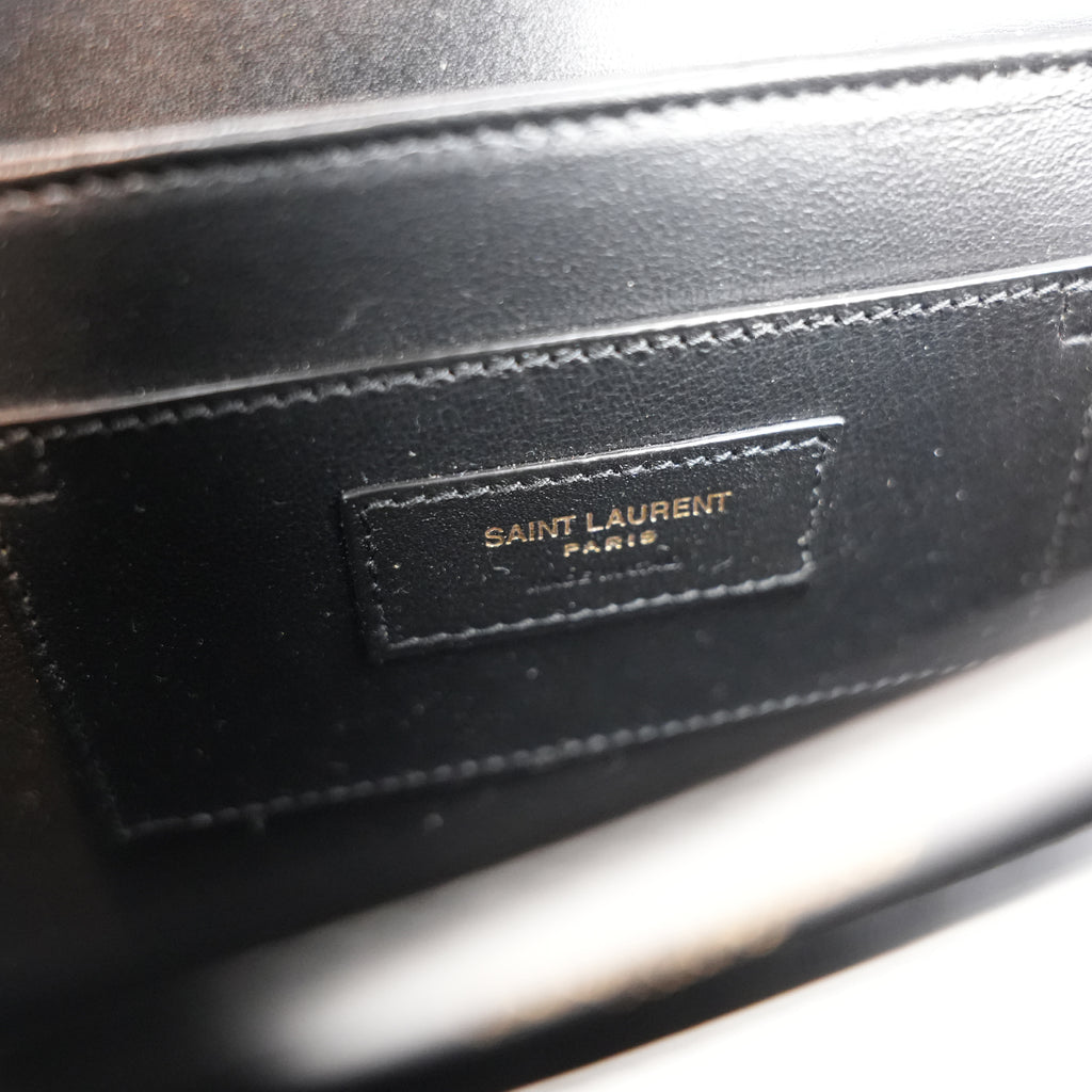Saint Laurent Solferino Medium Shoulder Bag Black Leather with Cassandre Logo
