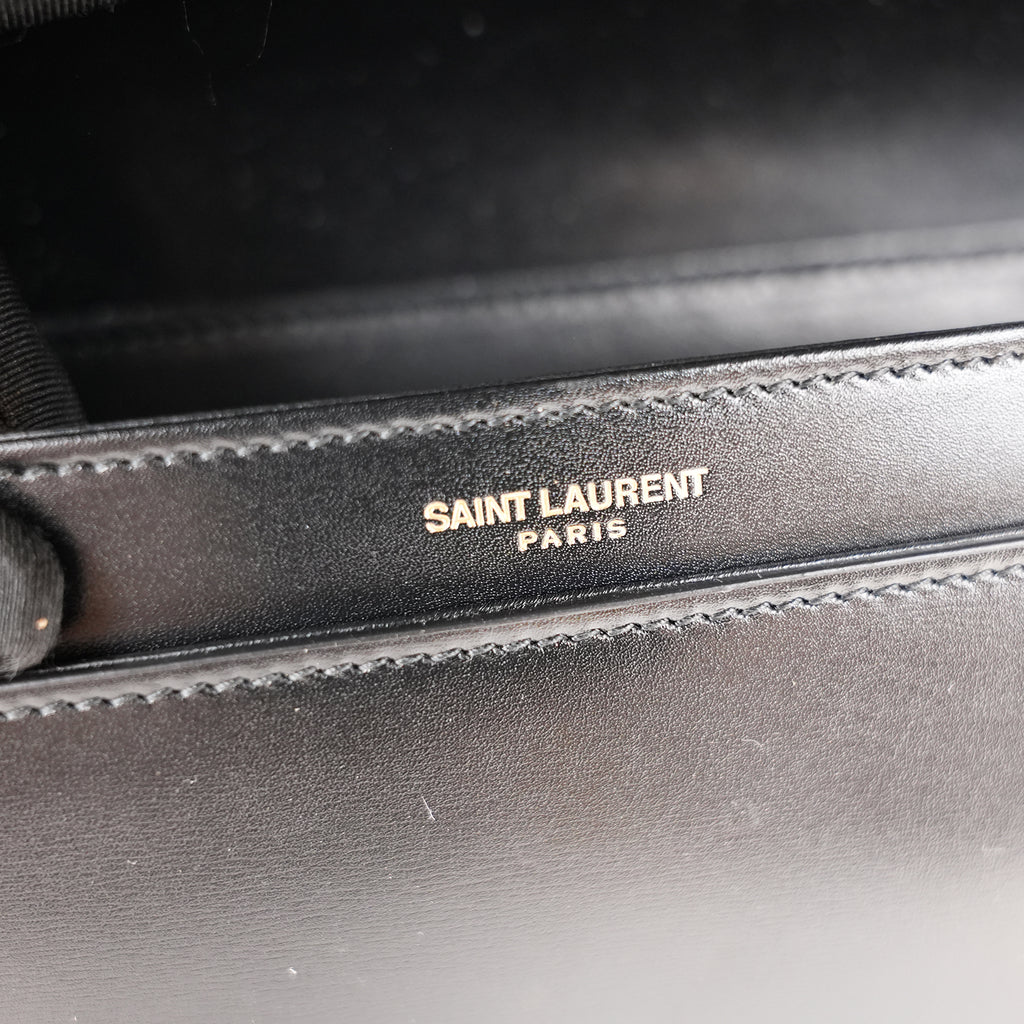 Saint Laurent Solferino Medium Shoulder Bag Black Leather with Cassandre Logo
