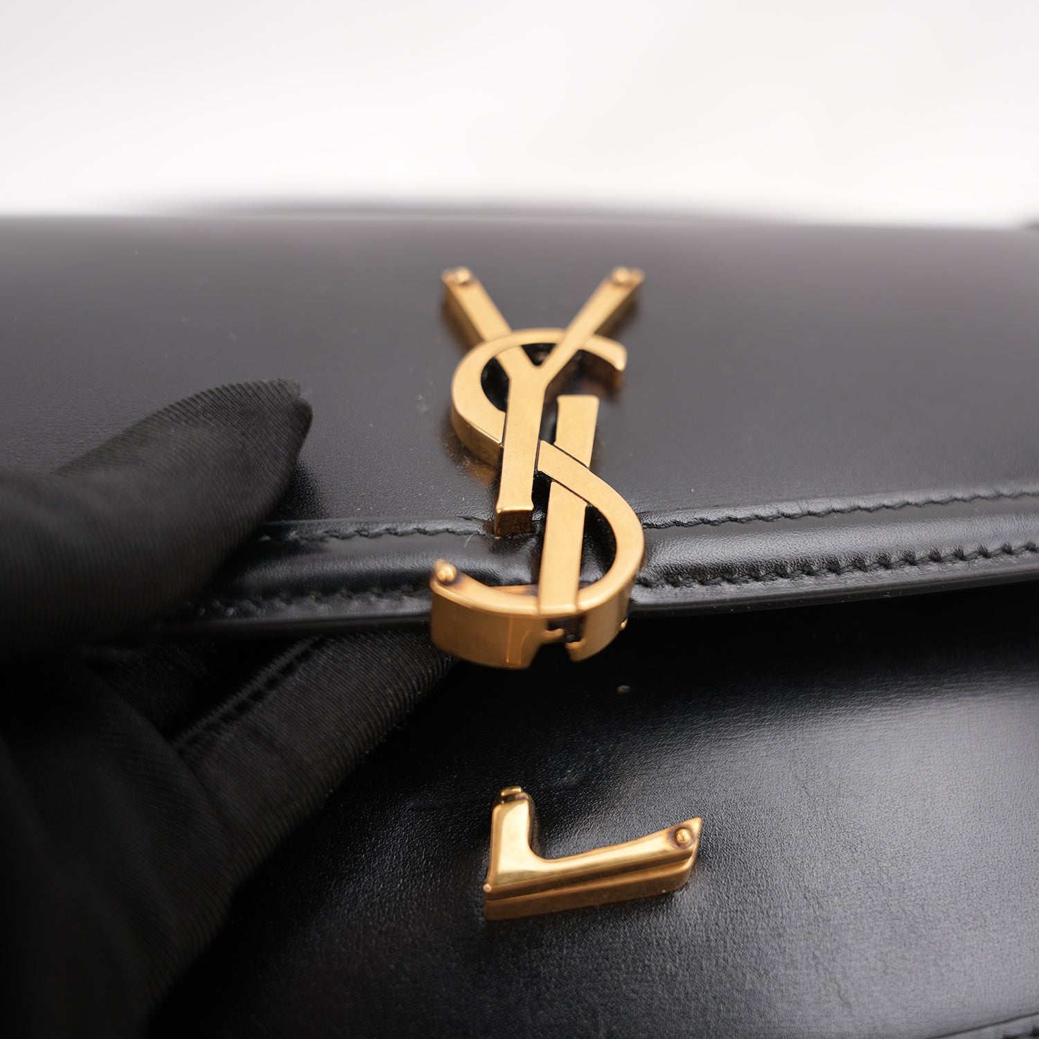 Saint Laurent Solferino Medium Shoulder Bag Black Leather with Cassandre Logo