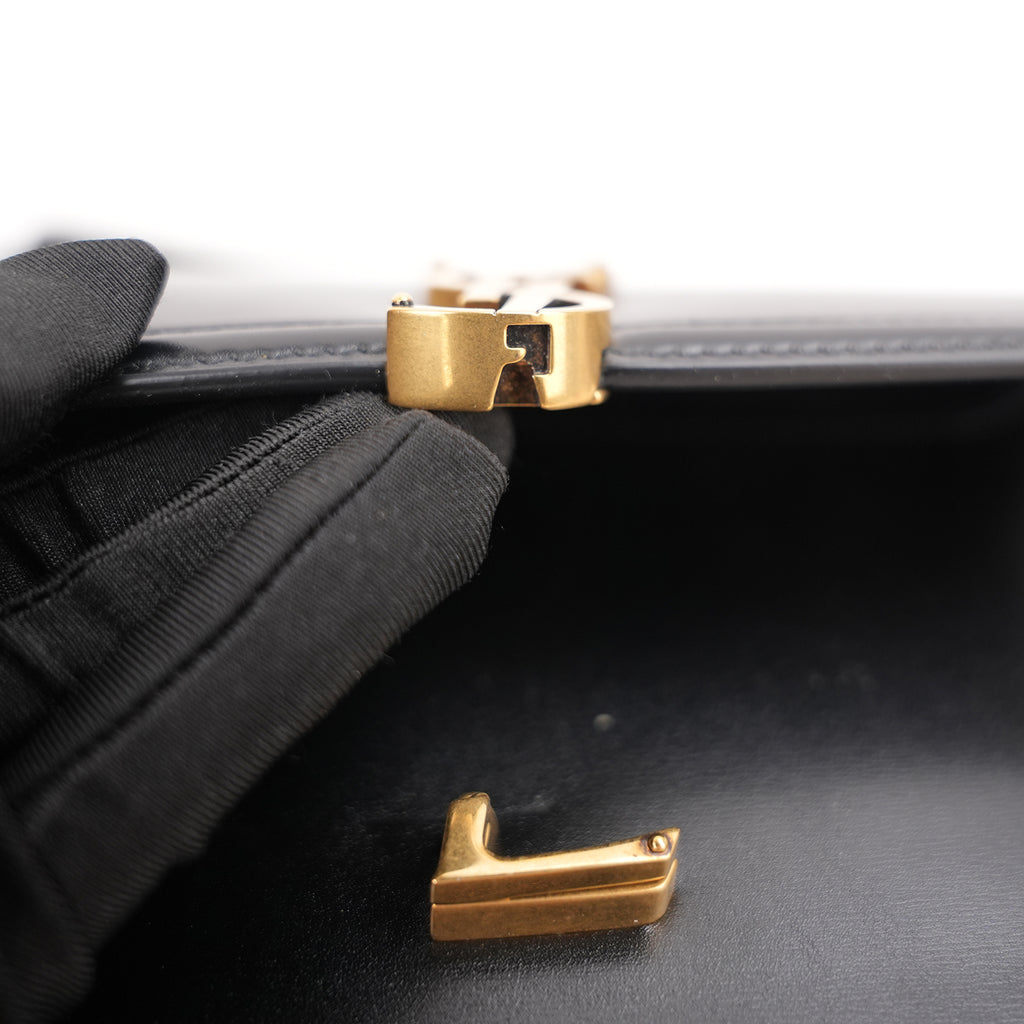 Saint Laurent Solferino Medium Shoulder Bag Black Leather with Cassandre Logo
