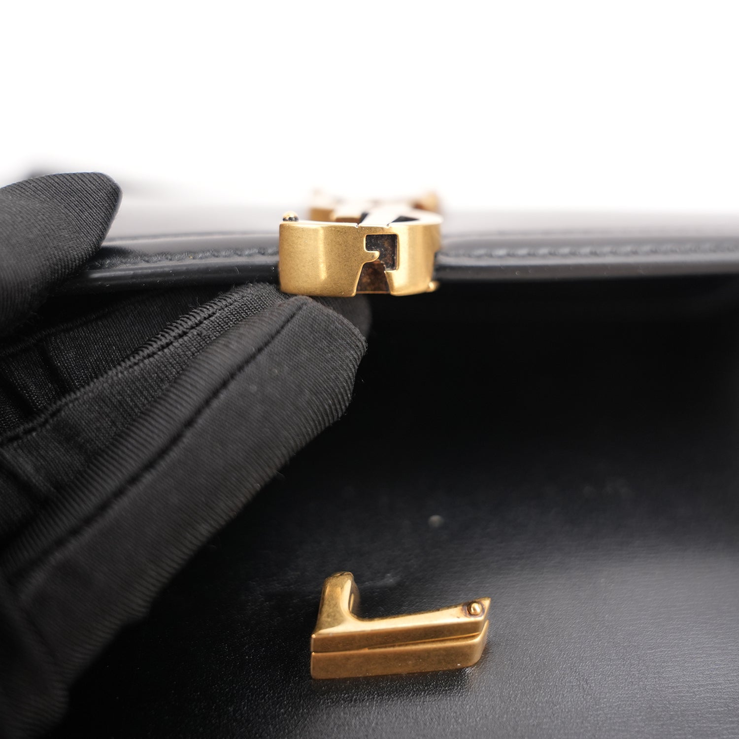 Saint Laurent Solferino Medium Shoulder Bag Black Leather with Cassandre Logo