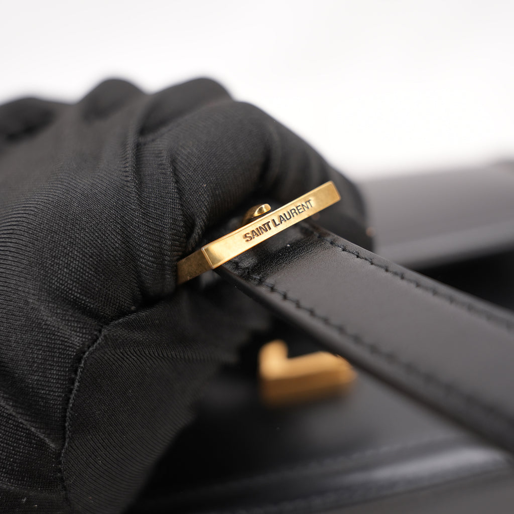 Saint Laurent Solferino Medium Shoulder Bag Black Leather with Cassandre Logo