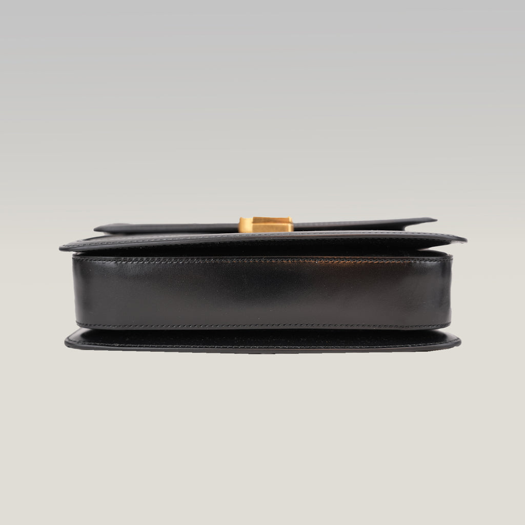 Saint Laurent Solferino Medium Shoulder Bag Black Leather with Cassandre Logo