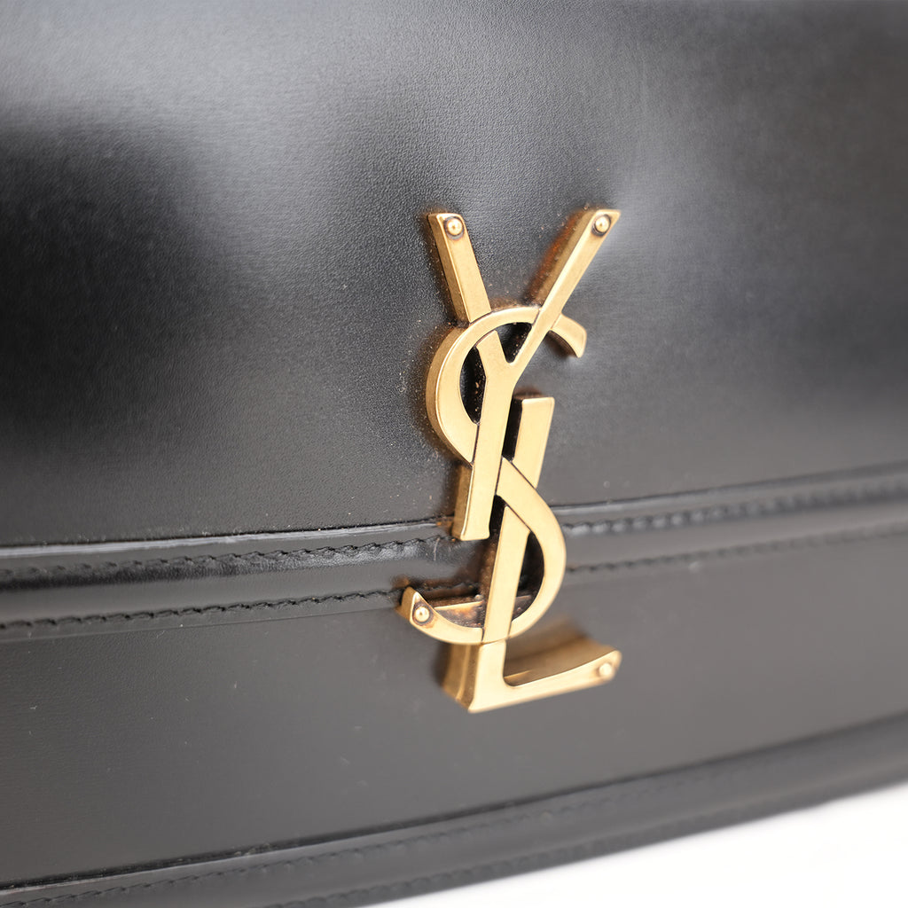 Saint Laurent Solferino Medium Shoulder Bag Black Leather with Cassandre Logo