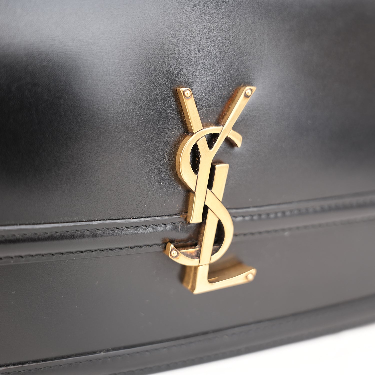 Saint Laurent Solferino Medium Shoulder Bag Black Leather with Cassandre Logo