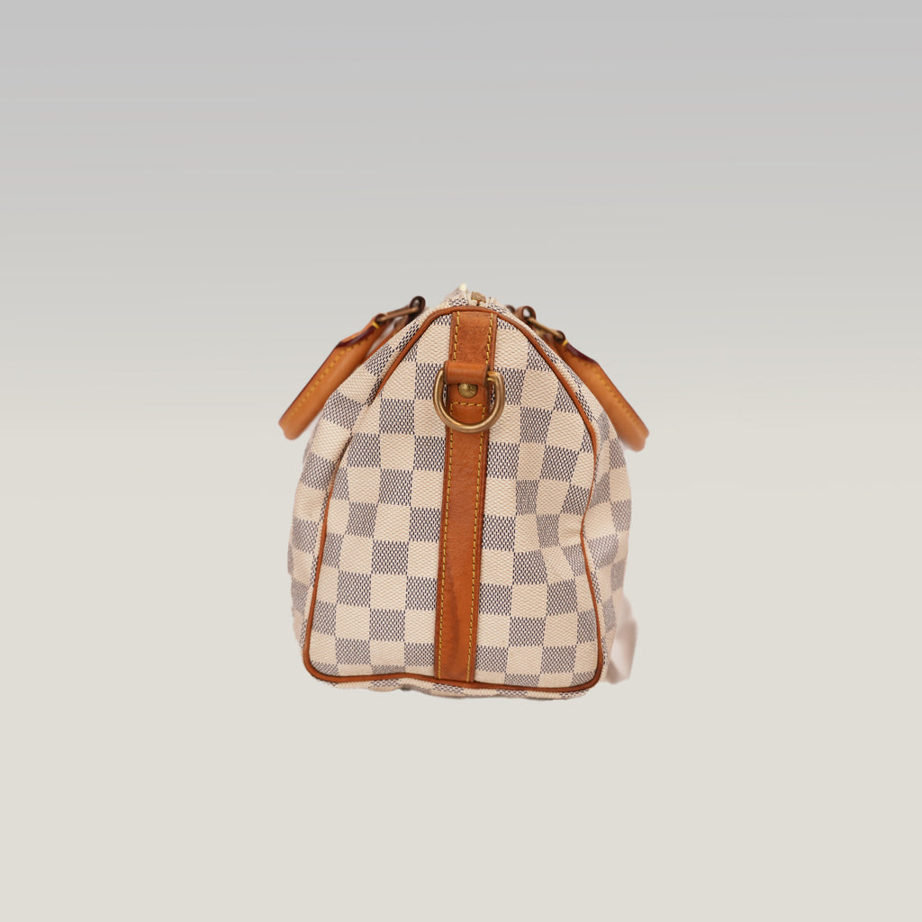 Louis Vuitton Speedy Bandoulière 25 Damier Azur in Tela Cerata e Pelle Vachetta