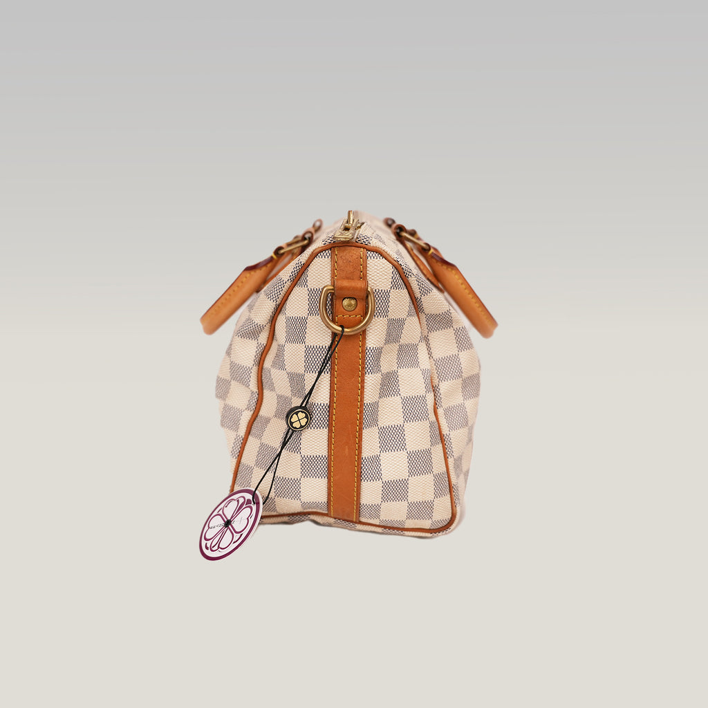 Louis Vuitton Speedy Bandoulière 25 Damier Azur in Tela Cerata e Pelle Vachetta