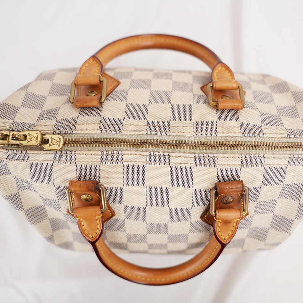 Louis Vuitton Speedy Bandoulière 25 Damier Azur in Tela Cerata e Pelle Vachetta
