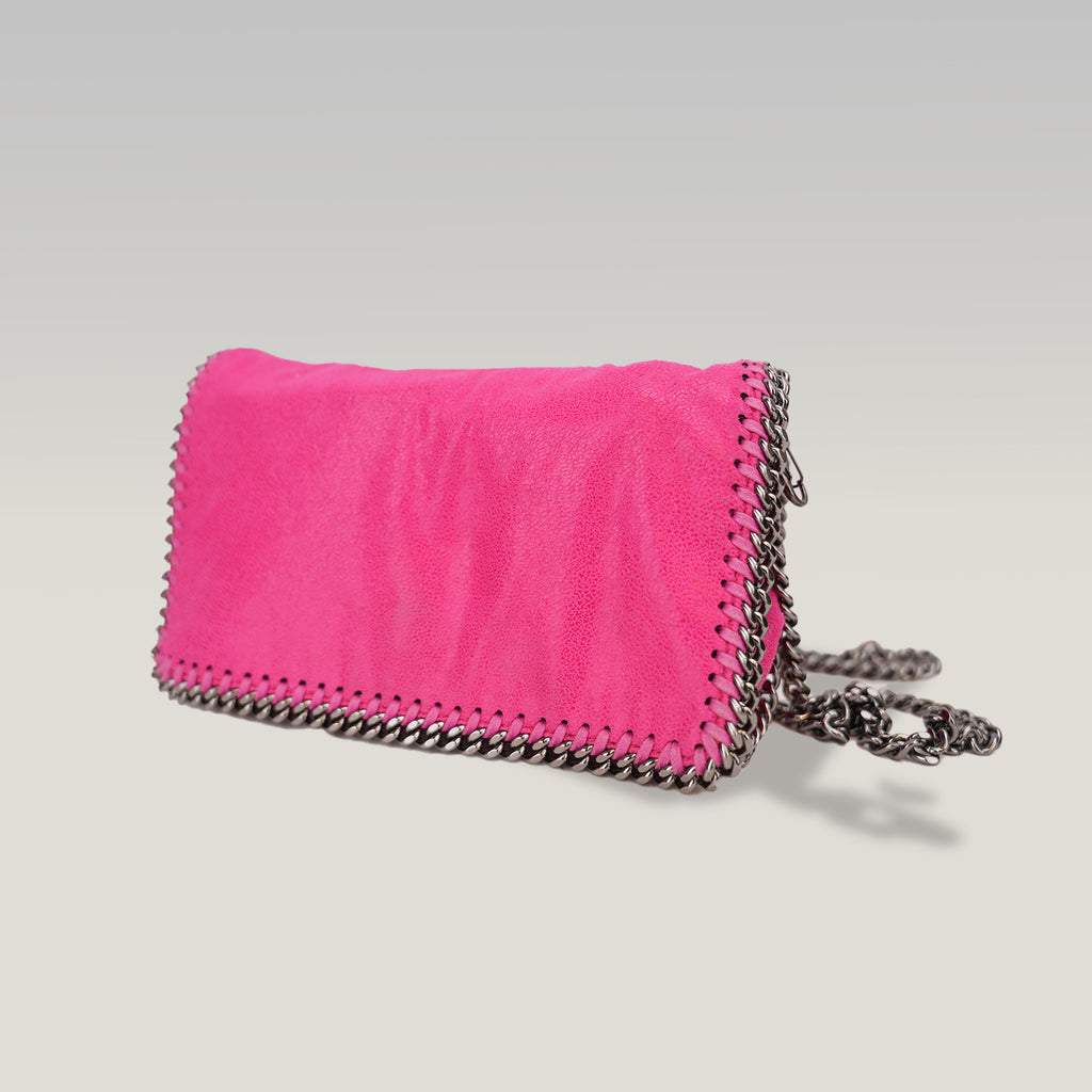 Stella McCartney Falabella Clutch Rosa in Tessuto con Catena Argentata