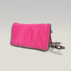 Stella McCartney Falabella Clutch Rosa in Tessuto con Catena Argentata