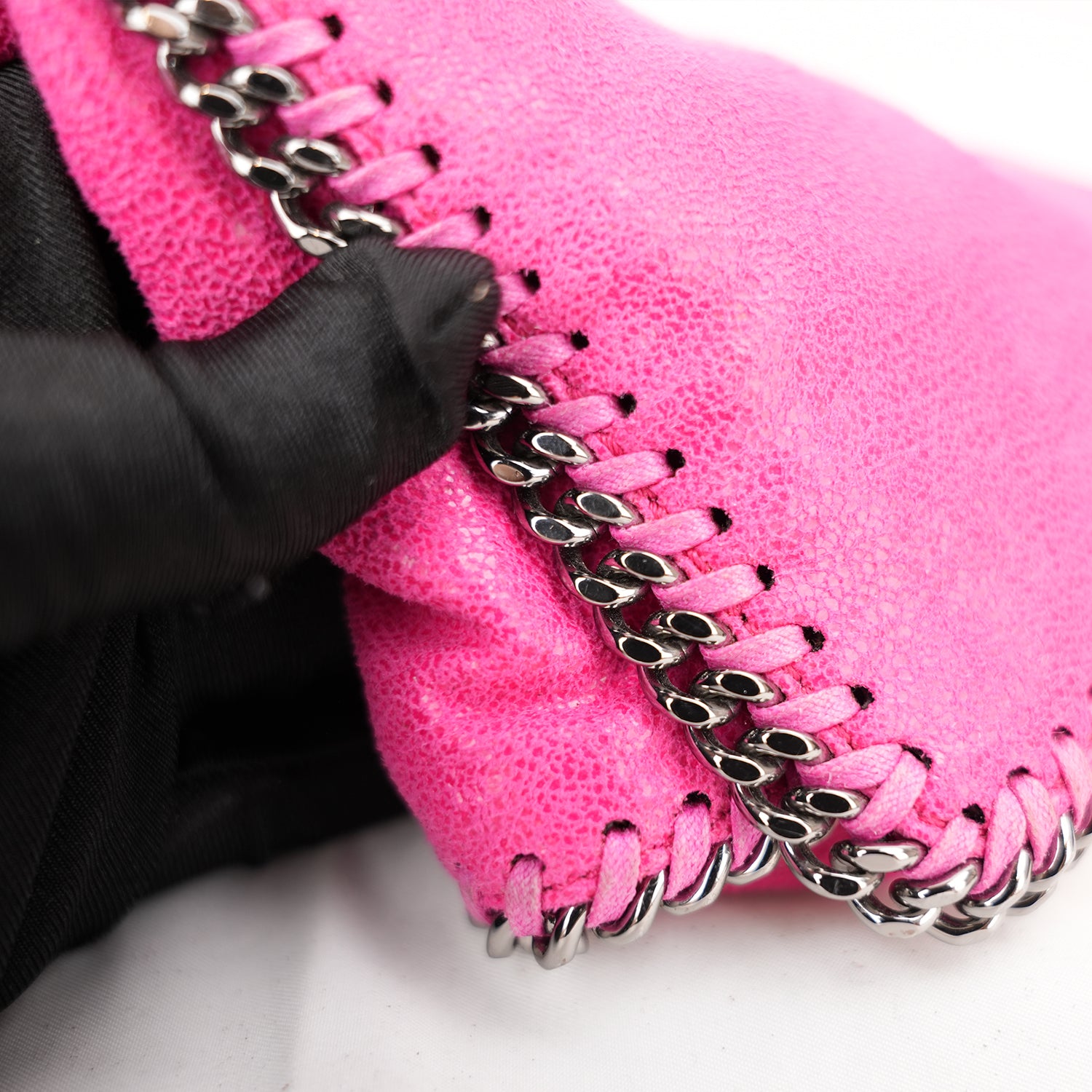 Stella McCartney Falabella Clutch Rosa in Tessuto con Catena Argentata