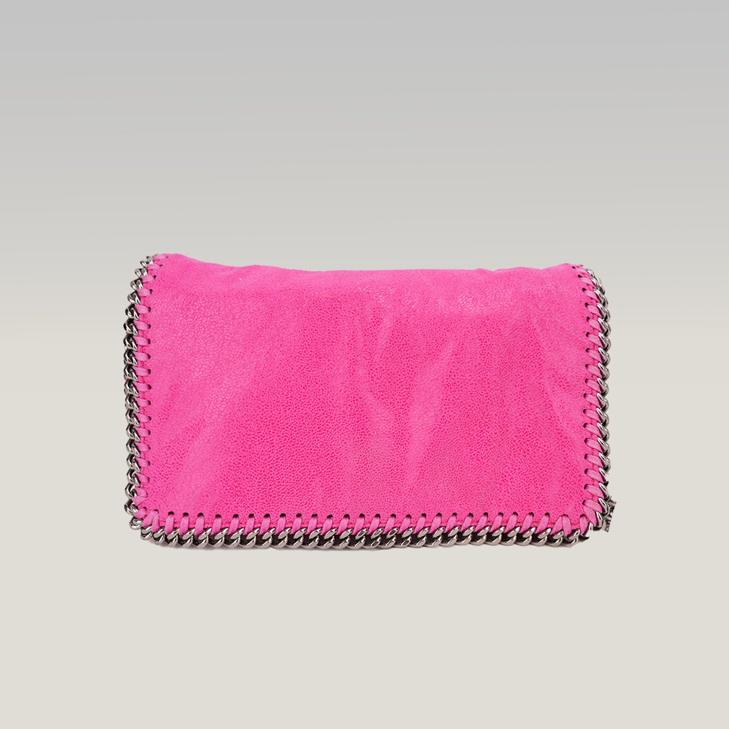 Stella McCartney Falabella Clutch Rosa in Tessuto con Catena Argentata