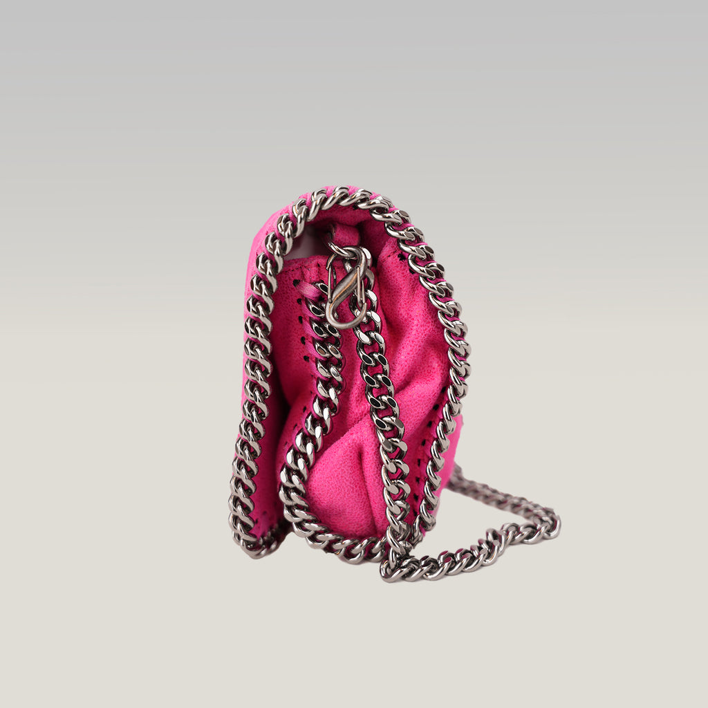 Stella McCartney Falabella Clutch Rosa in Tessuto con Catena Argentata