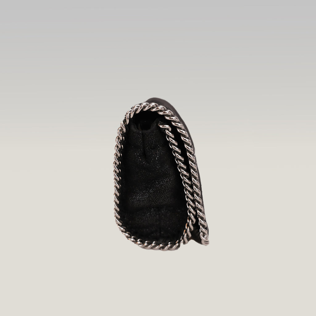 Stella McCartney Falabella Small Nera – Borsa a Tracolla con Catena Argentata