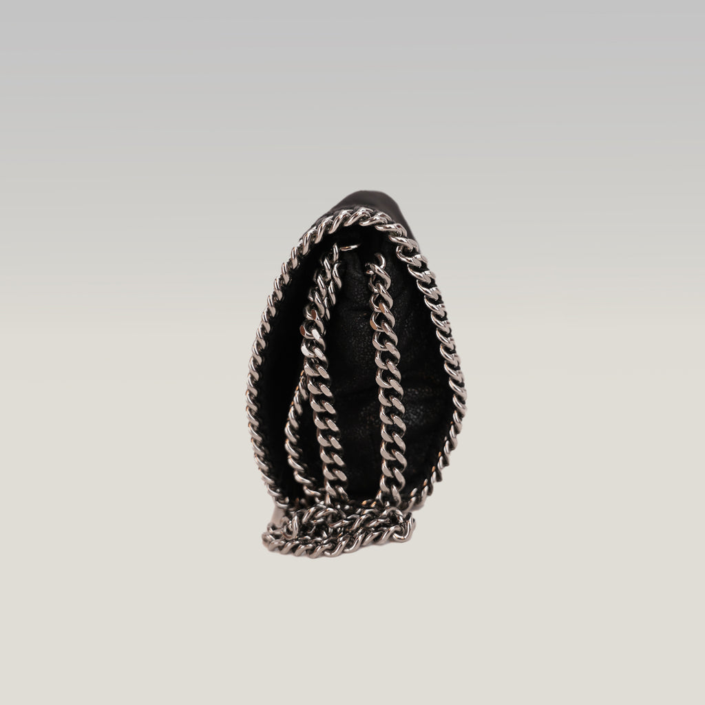 Stella McCartney Falabella Small Nera – Borsa a Tracolla con Catena Argentata