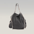 Stella McCartney Falabella 3 Chain Tote Bag Nera in Shaggy Deer Vegan Leather